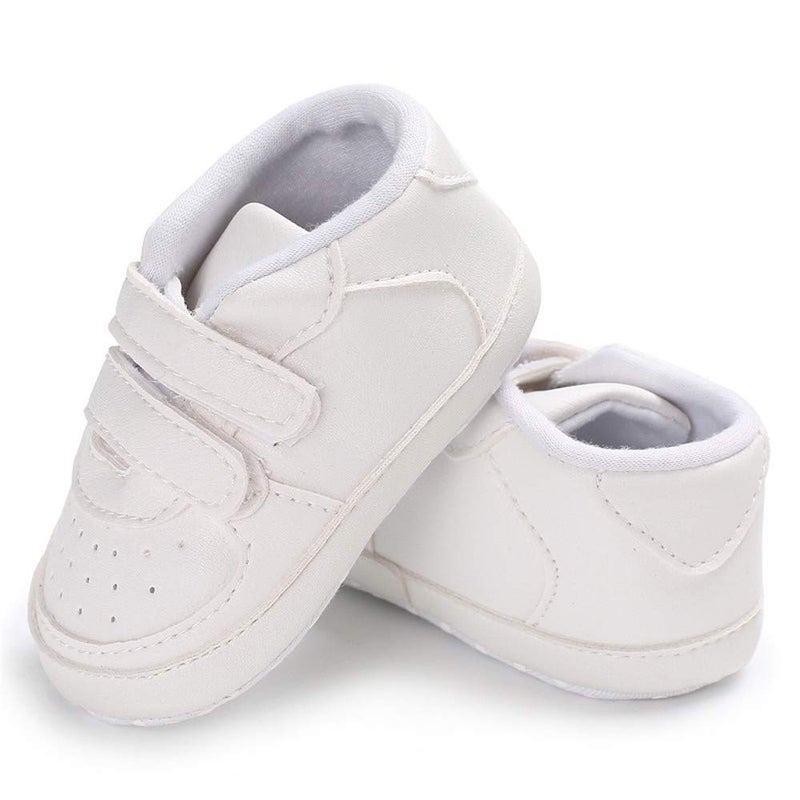 Csfry Newborn Baby Boys' Premium Soft Sole Infant Prewalker Toddler Sneaker Shoes White US5 - Image 3